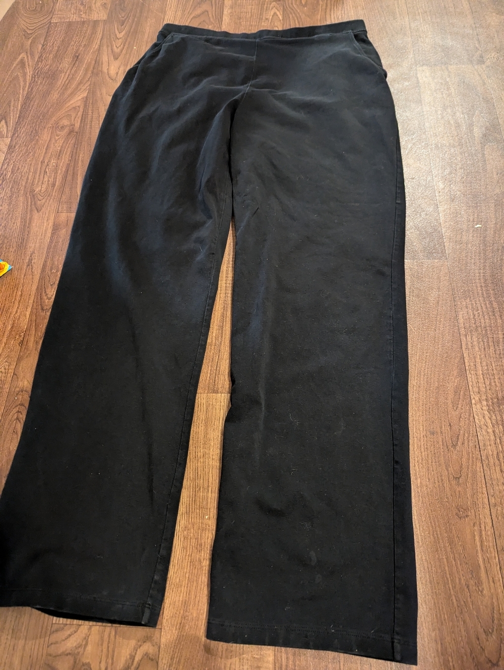 LL Bean Womens Pull On Pants L M Tall Black Wide Leg Pockets Comfy  Lounge